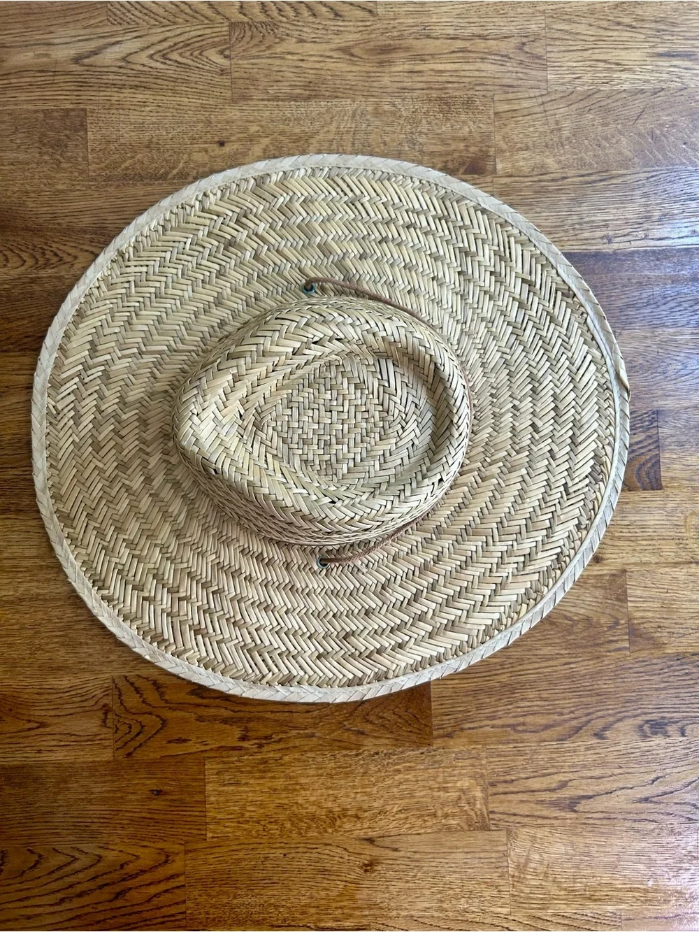 Wide Brim Straw Sun Hat Palm Tree Band Beach Boho One Size